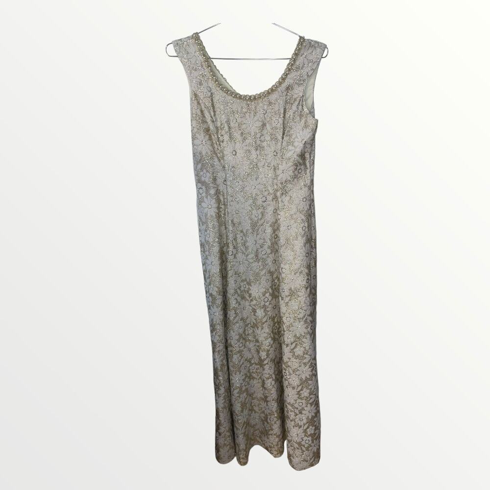 Vintage Ann's Vogue Shoppe Ohio Maxi Pearl Embellished Gown 1960s/1970s